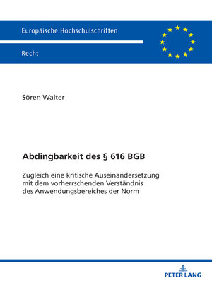 cover image of Abdingbarkeit des § 616 BGB